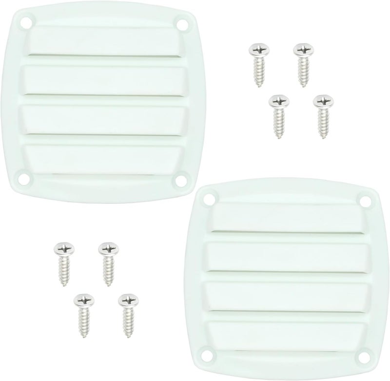 LTEMG Marine Louvered Nylon Boat Vent,White Plastic Square Air Vent,Free Stainless Steel Screws(2 Pcs) - Image 1
